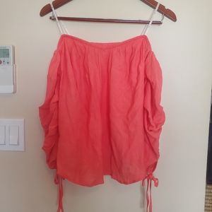 Coral off shoulder top.